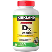 Kirkland Signature Maximum Strength Vitamin D3 2000 I.U. 600 Softgels